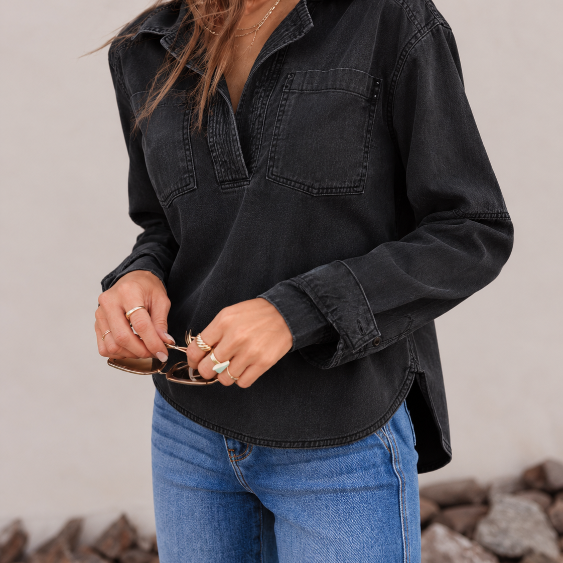 Rodeo Muse Denim Long Sleeve Top