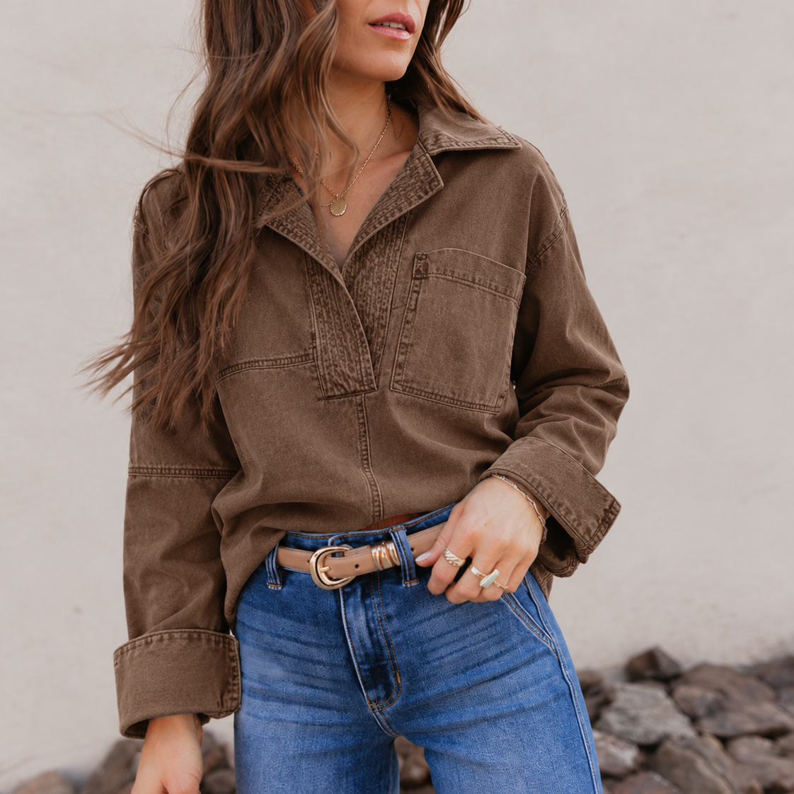 Rodeo Muse Denim Long Sleeve Top