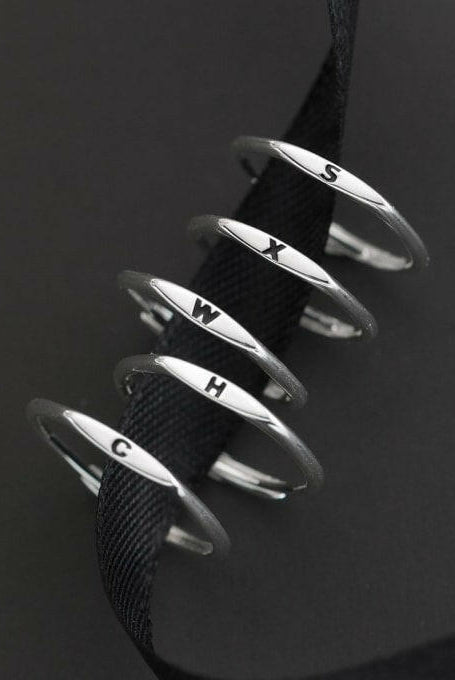 Sterling Silver Letter Minimalist Band Ring-Earrings-Krush Kandy, Women's Online Fashion Boutique Located in Phoenix, Arizona (Scottsdale Area)