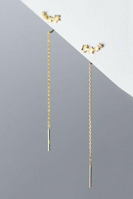 Sterling Silver Tassel Trend Threader Earrings-Earrings-Krush Kandy, Women's Online Fashion Boutique Located in Phoenix, Arizona (Scottsdale Area)