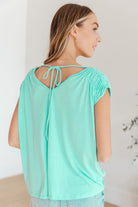 Ruched Cap Sleeve Top in Neon Blue-Short Sleeve Tops-Krush Kandy, Women's Online Fashion Boutique Located in Phoenix, Arizona (Scottsdale Area)