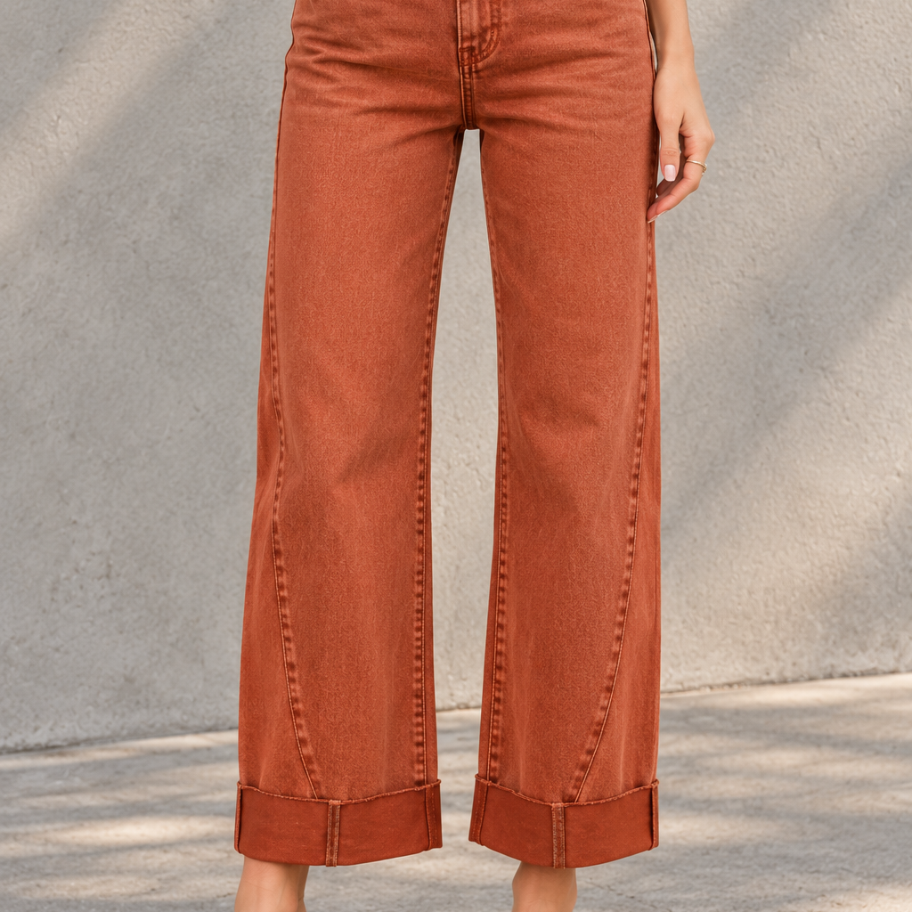 Rust Cuffed Wide-Leg Jeans.png