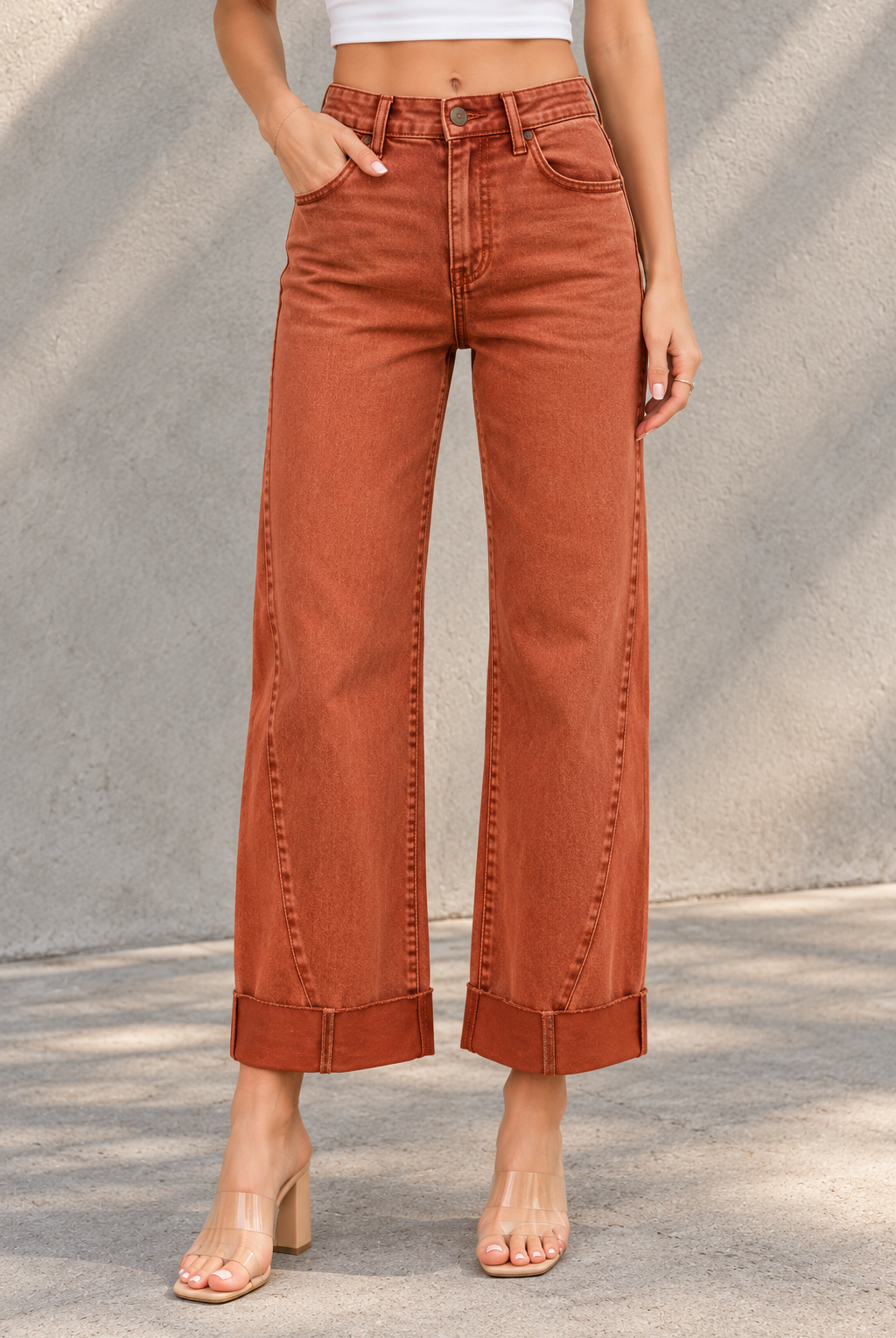 Rust Cuffed Wide-Leg Jeans.png