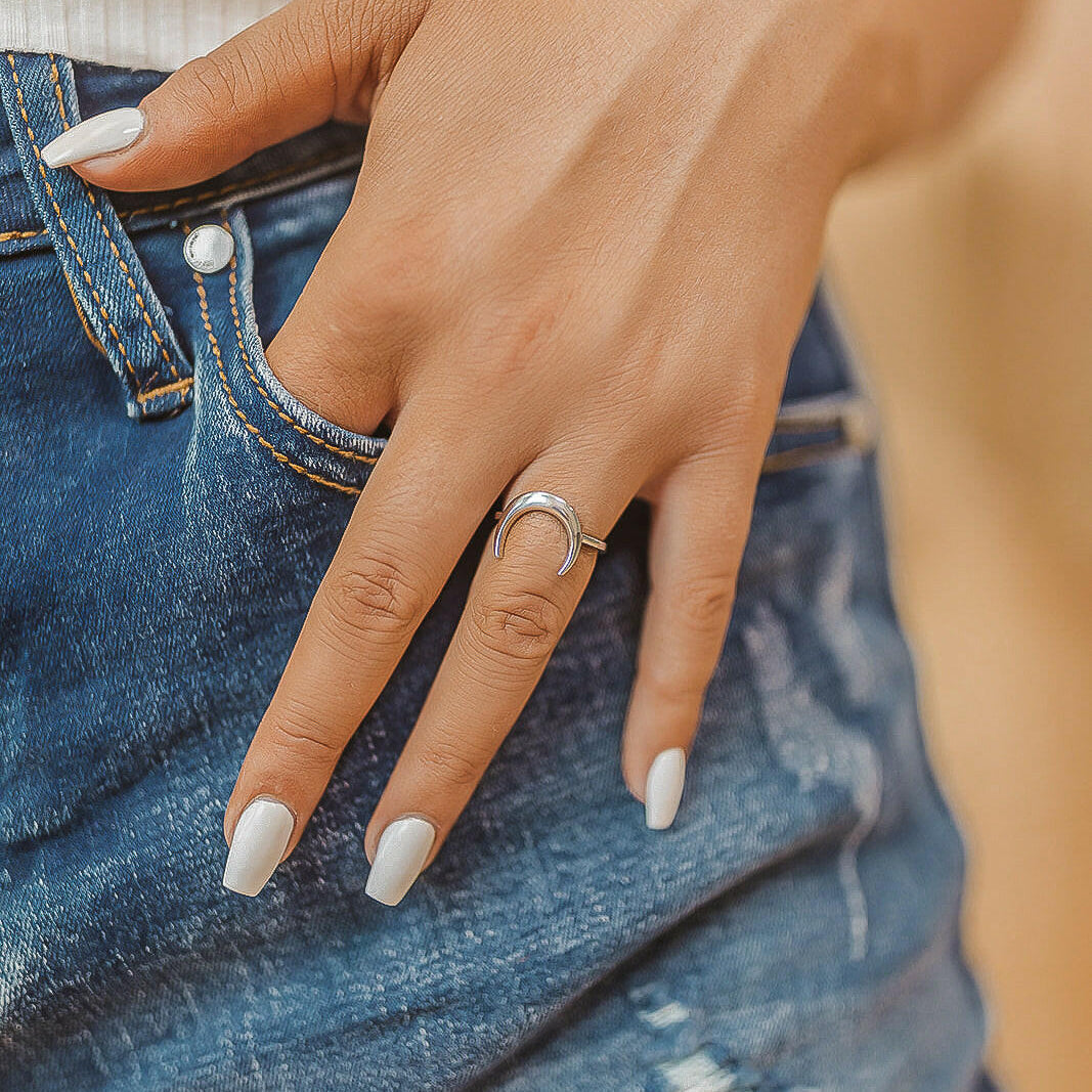 Boho Crescent Moon Ring-Dainty Rings-Krush Kandy, Women's Online Fashion Boutique Located in Phoenix, Arizona (Scottsdale Area)