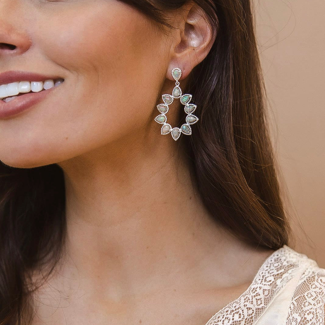 Eternal Bloom Teardrop Stone Earrings-Earrings-Krush Kandy, Women's Online Fashion Boutique Located in Phoenix, Arizona (Scottsdale Area)
