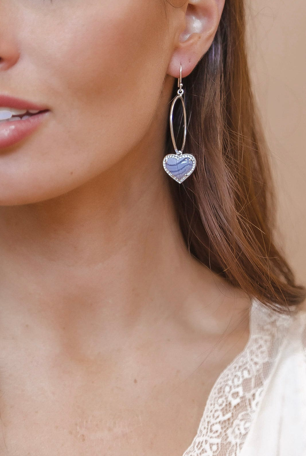 With All My Love Stone Heart Drop Hoop Earring-Earrings-Krush Kandy, Women's Online Fashion Boutique Located in Phoenix, Arizona (Scottsdale Area)