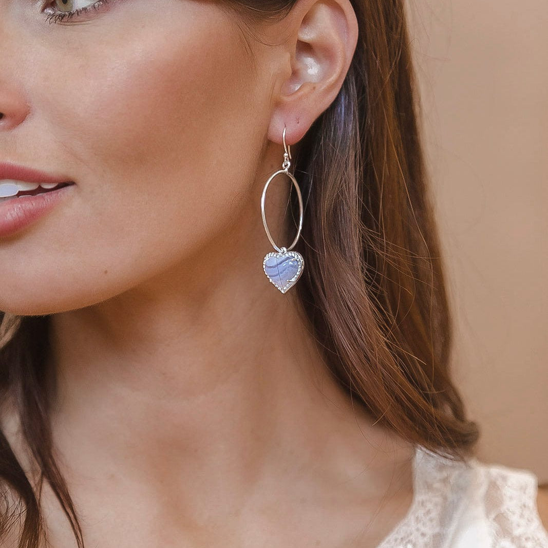 With All My Love Stone Heart Drop Hoop Earring-Earrings-Krush Kandy, Women's Online Fashion Boutique Located in Phoenix, Arizona (Scottsdale Area)