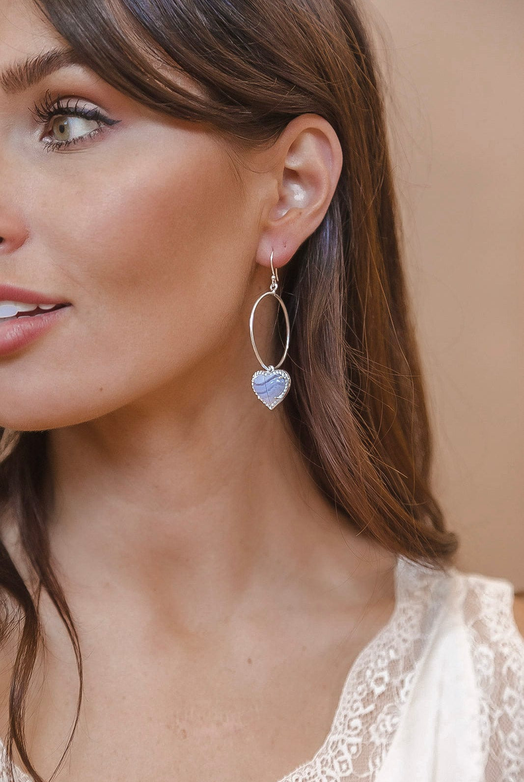 With All My Love Stone Heart Drop Hoop Earring-Earrings-Krush Kandy, Women's Online Fashion Boutique Located in Phoenix, Arizona (Scottsdale Area)
