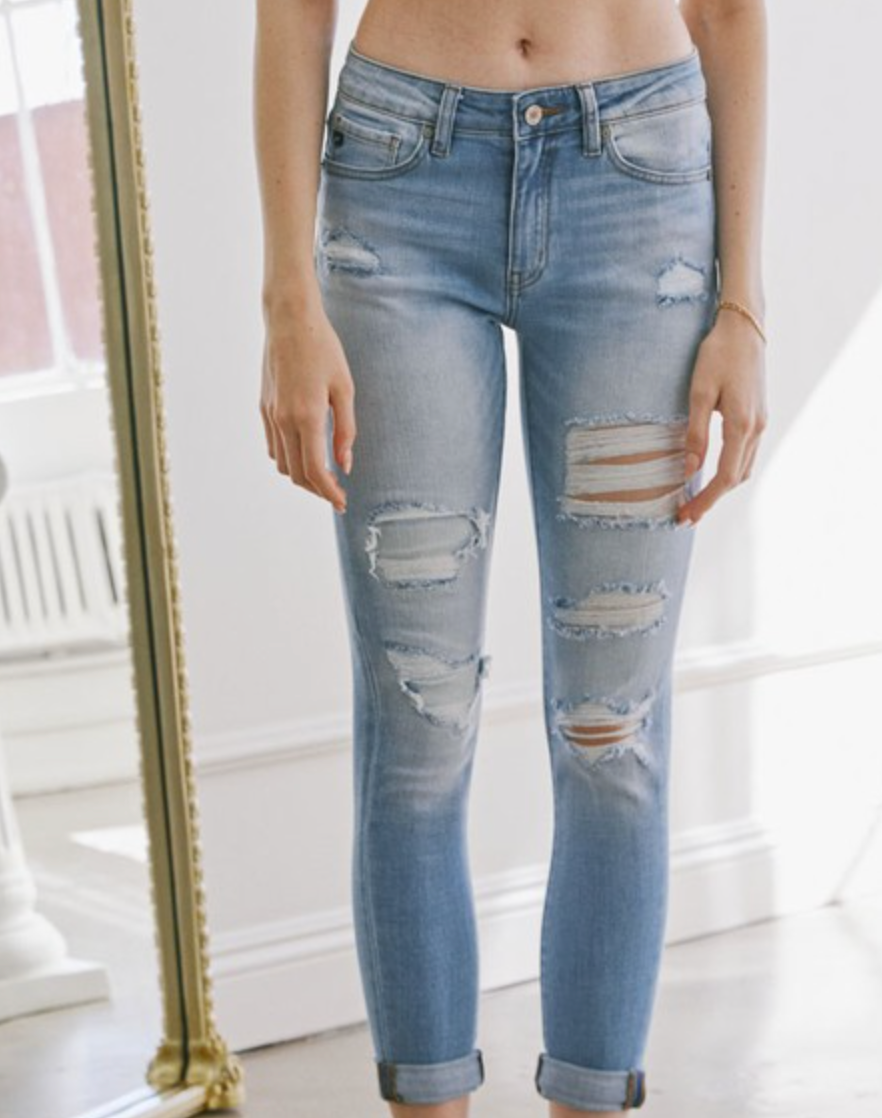 KanCan Callie Mid Rise Distressed Ankle Skinny Jean-Jeans-Krush Kandy, Women's Online Fashion Boutique Located in Phoenix, Arizona (Scottsdale Area)
