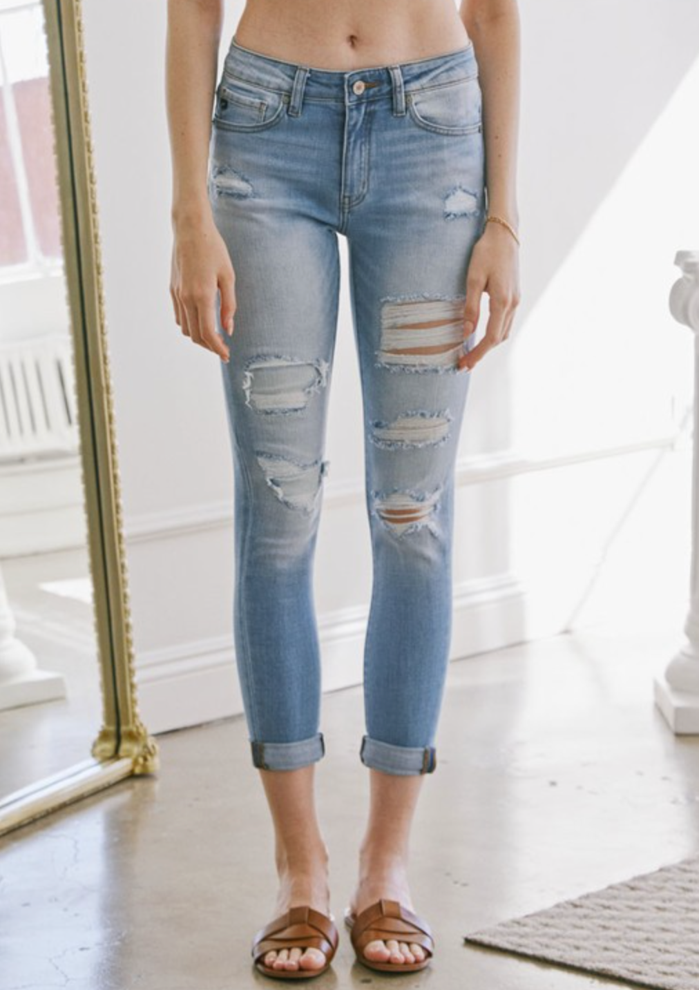 KanCan Callie Mid Rise Distressed Ankle Skinny Jean-Jeans-Krush Kandy, Women's Online Fashion Boutique Located in Phoenix, Arizona (Scottsdale Area)