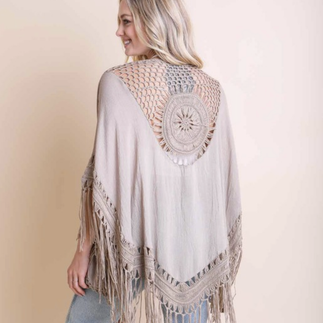 Crochet Medallion Tassel Kimono-Kimonos-Krush Kandy, Women's Online Fashion Boutique Located in Phoenix, Arizona (Scottsdale Area)