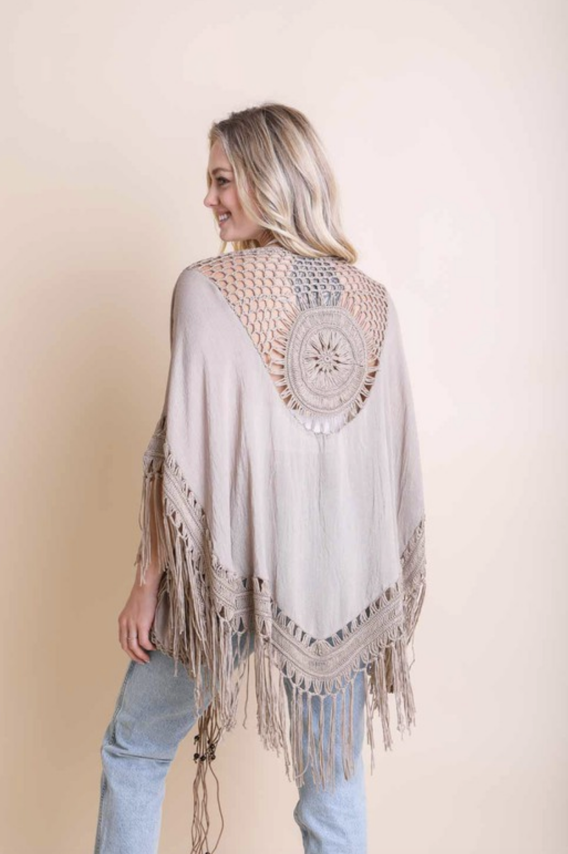 Crochet Medallion Tassel Kimono-Kimonos-Krush Kandy, Women's Online Fashion Boutique Located in Phoenix, Arizona (Scottsdale Area)