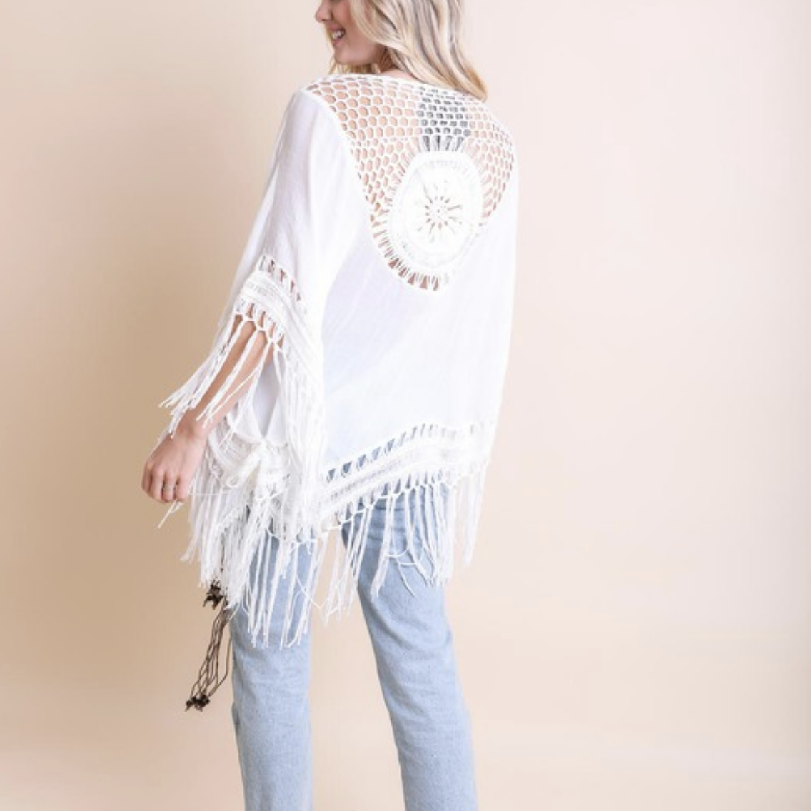Crochet Medallion Tassel Kimono-Kimonos-Krush Kandy, Women's Online Fashion Boutique Located in Phoenix, Arizona (Scottsdale Area)