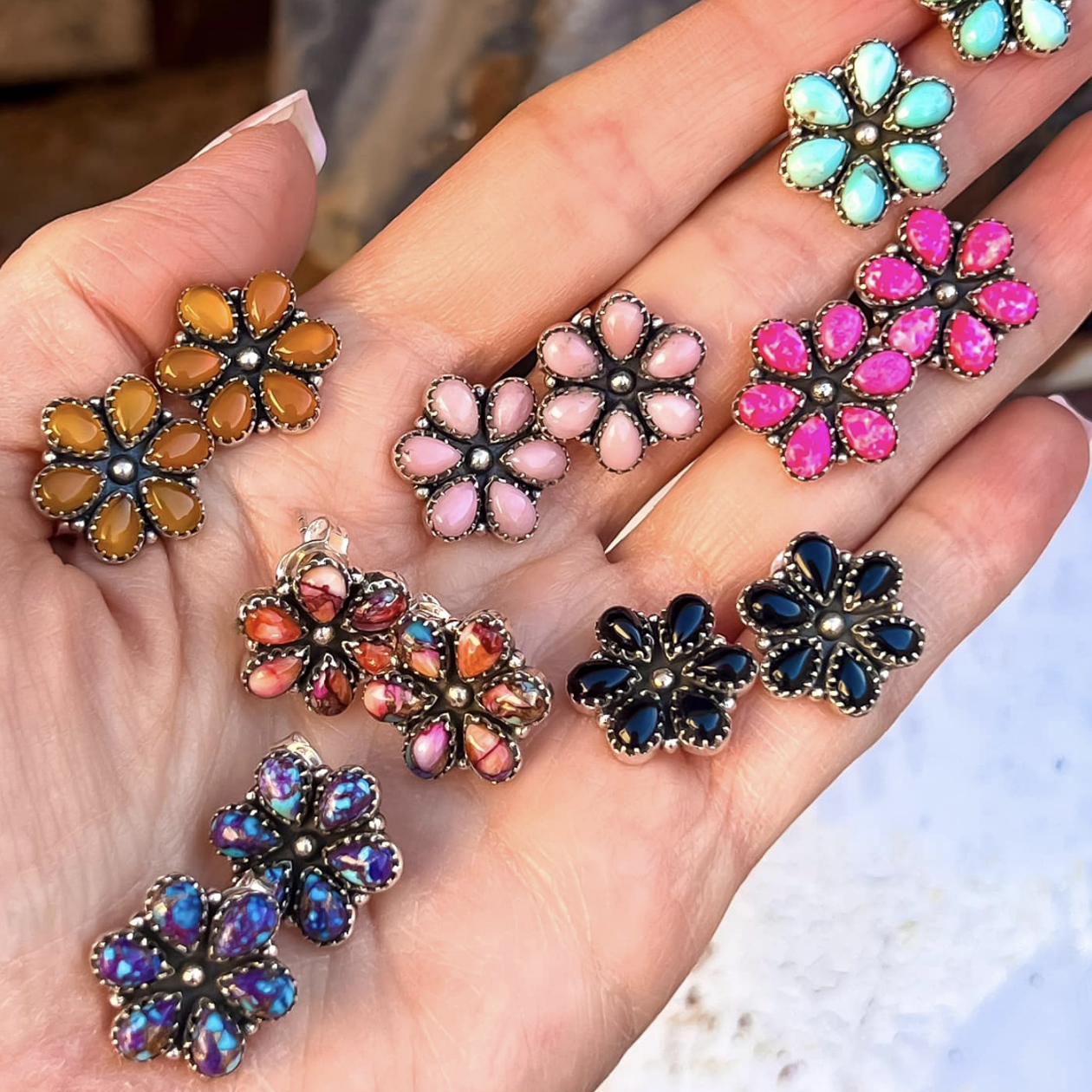 Mini Daisy Earrings | Multiple Stone Options!-Earrings-Krush Kandy, Women's Online Fashion Boutique Located in Phoenix, Arizona (Scottsdale Area)