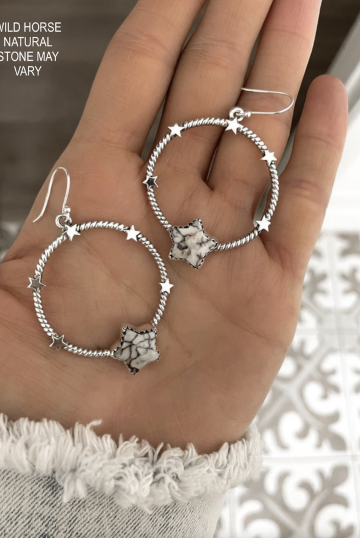Star Gazed Hoop Sterling Silver Earring-Drop Earrings-Krush Kandy, Women's Online Fashion Boutique Located in Phoenix, Arizona (Scottsdale Area)
