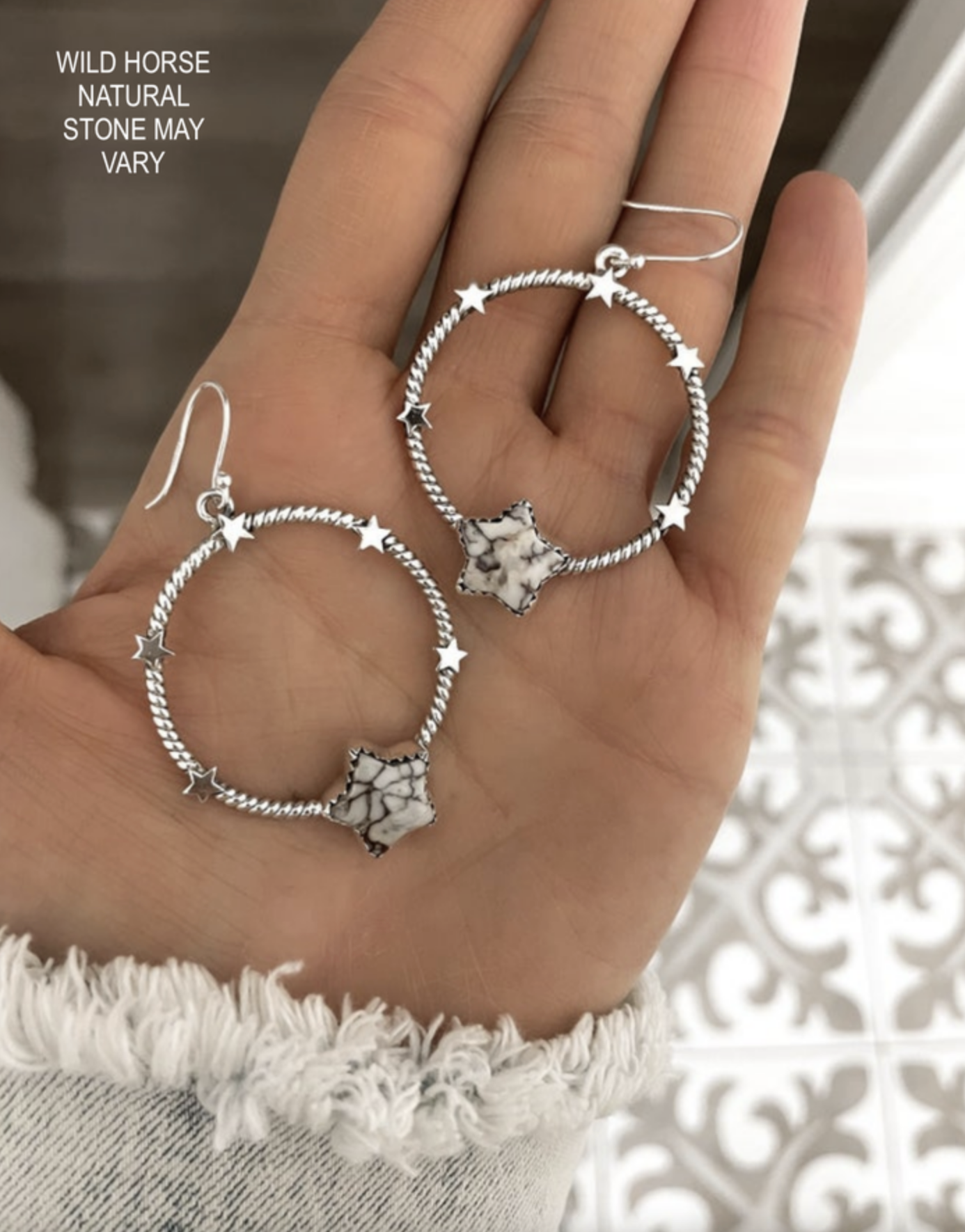 Star Gazed Hoop Sterling Silver Earring-Drop Earrings-Krush Kandy, Women's Online Fashion Boutique Located in Phoenix, Arizona (Scottsdale Area)