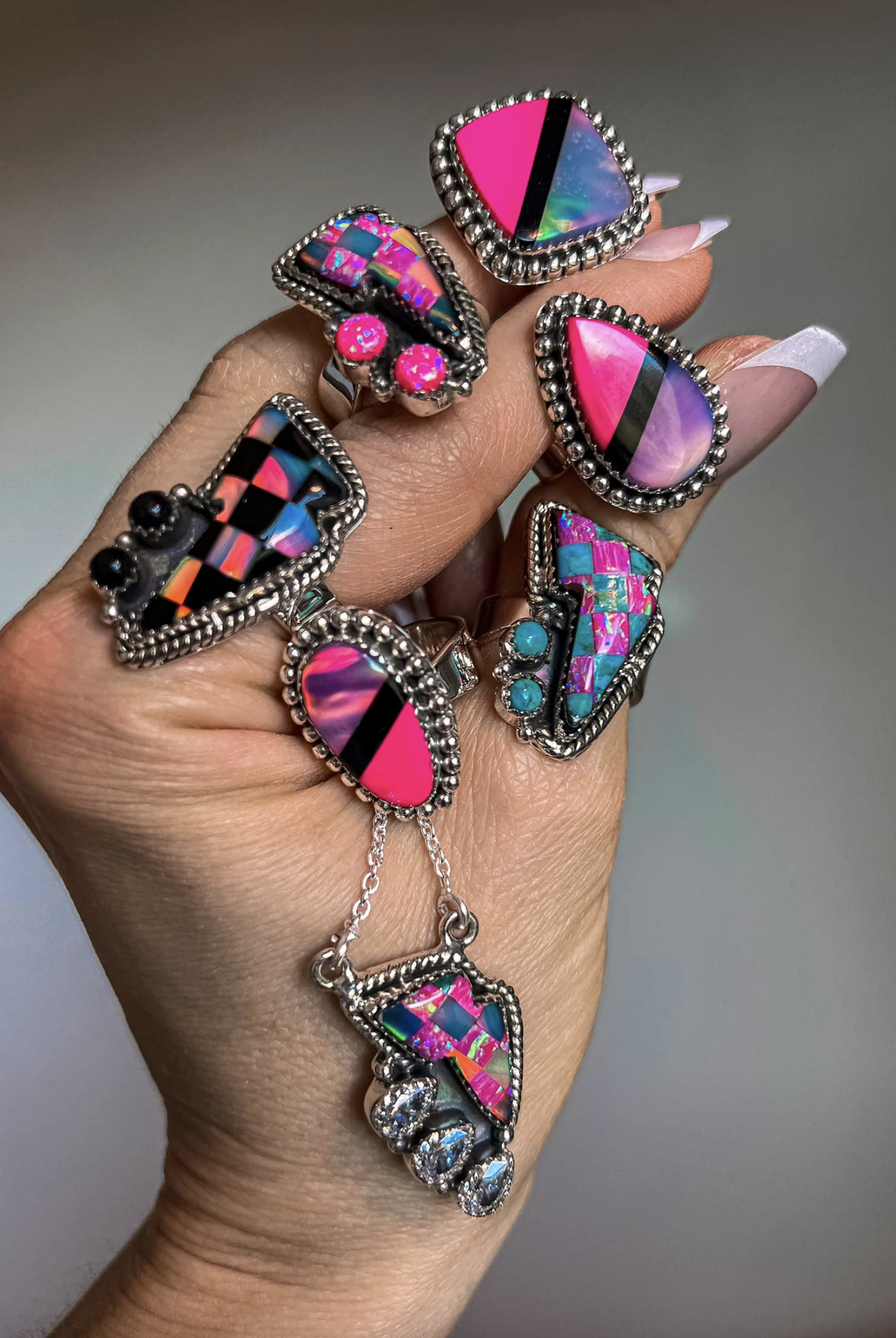 Multi Pink Kandy Colored Sterling Silver Rings | MADE TO ORDER-Statement Rings-Krush Kandy, Women's Online Fashion Boutique Located in Phoenix, Arizona (Scottsdale Area)
