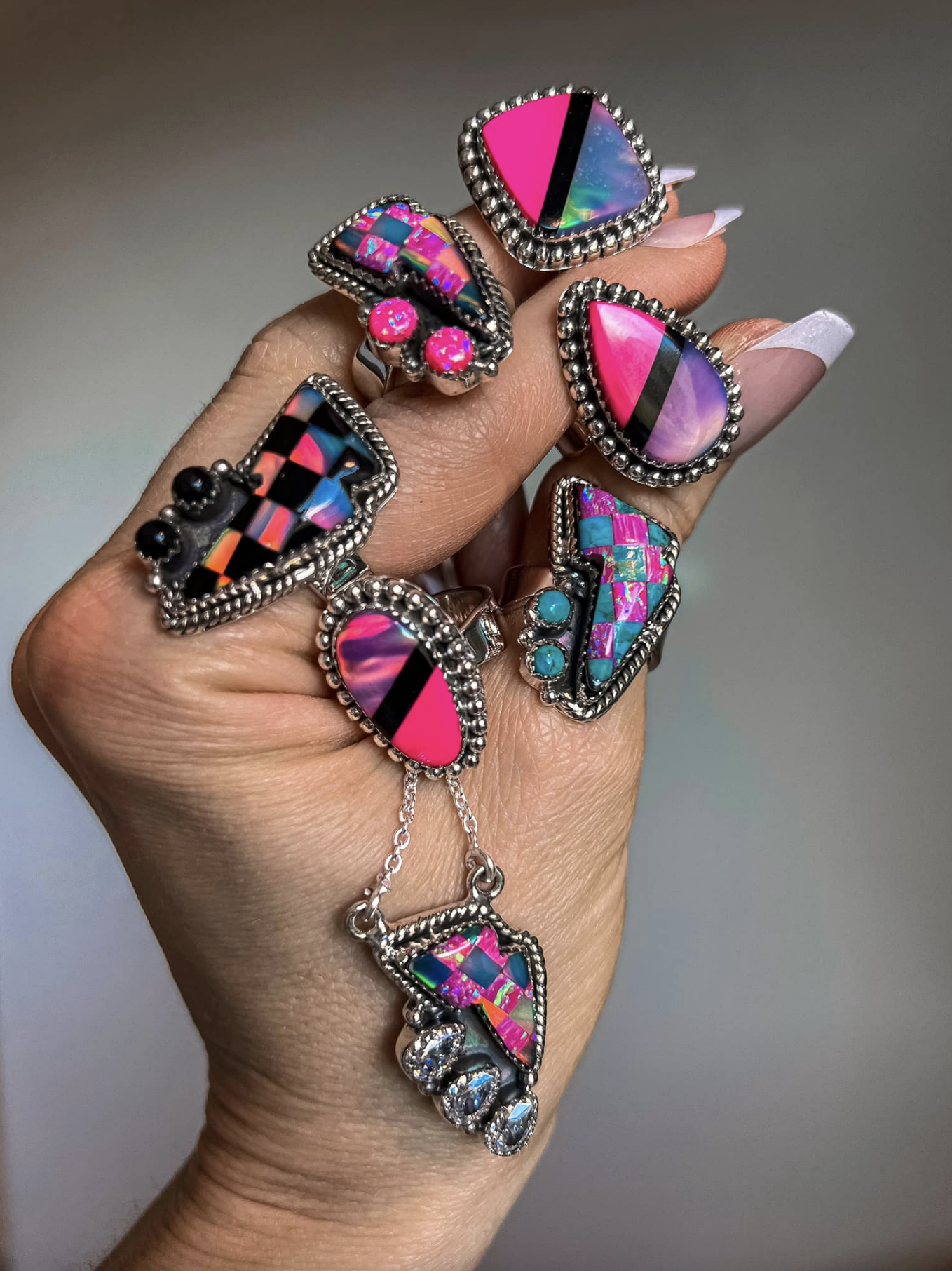 Multi Pink Kandy Colored Sterling Silver Rings | MADE TO ORDER-Statement Rings-Krush Kandy, Women's Online Fashion Boutique Located in Phoenix, Arizona (Scottsdale Area)