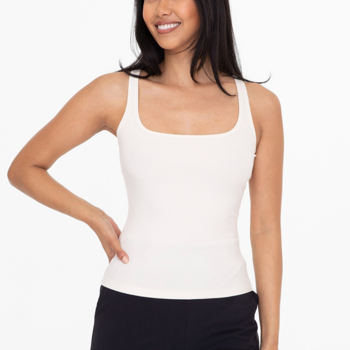 S-3X Mono B Square Neck Every Day Tank-Tanks-Krush Kandy, Women's Online Fashion Boutique Located in Phoenix, Arizona (Scottsdale Area)