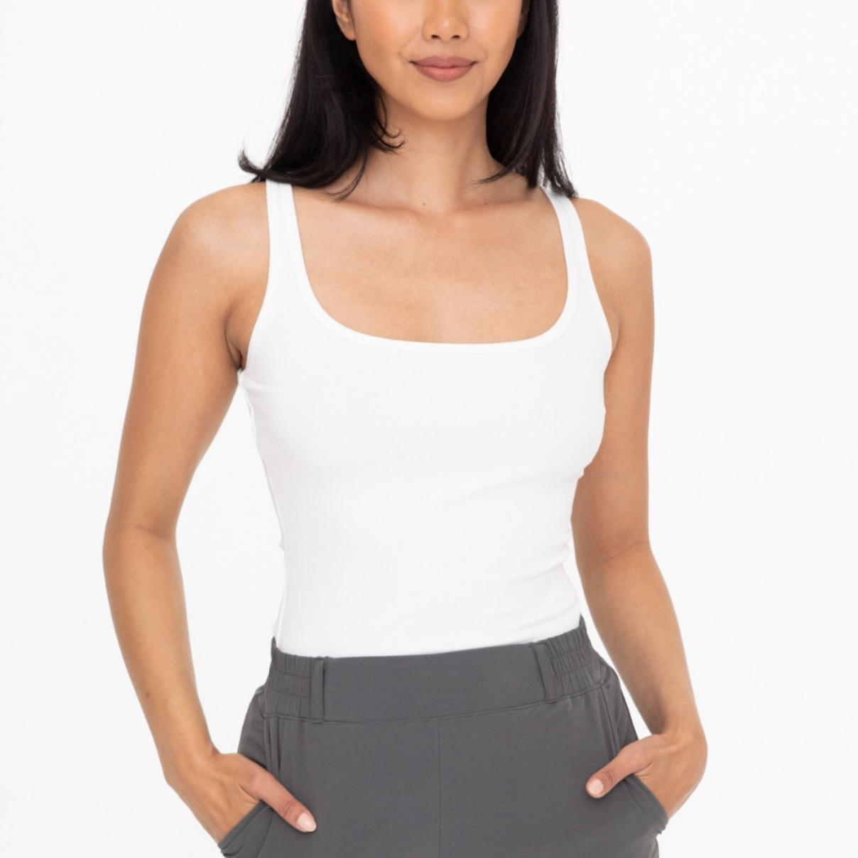 S-3X Mono B Square Neck Every Day Tank-Tanks-Krush Kandy, Women's Online Fashion Boutique Located in Phoenix, Arizona (Scottsdale Area)