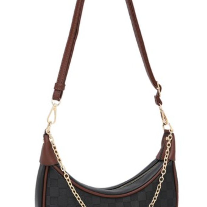 Nova Chain Monochromatic Checkered Detail Crossbody-Purses & Bags-Krush Kandy, Women's Online Fashion Boutique Located in Phoenix, Arizona (Scottsdale Area)