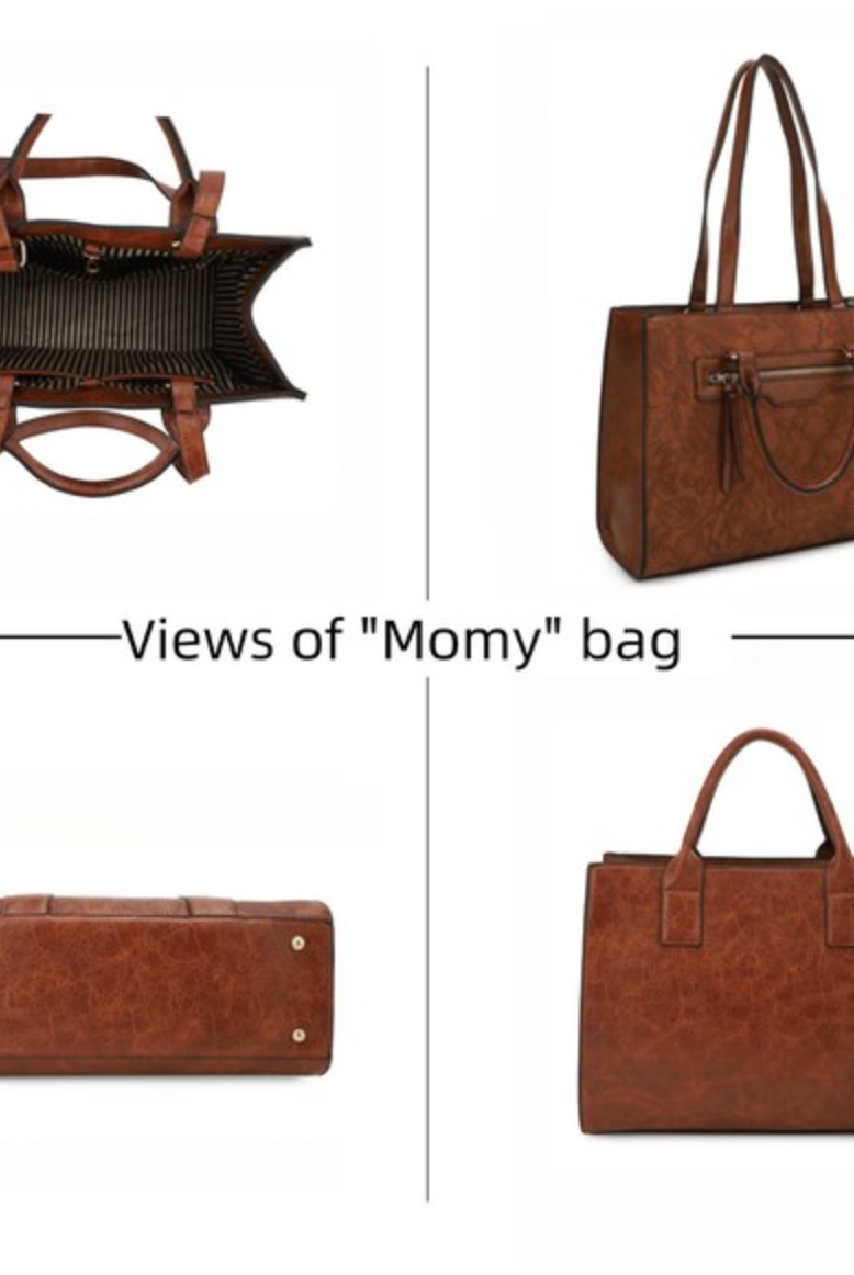 Avery 2-in-1 Floral Embossed Tote Set-Purses & Bags-Krush Kandy, Women's Online Fashion Boutique Located in Phoenix, Arizona (Scottsdale Area)