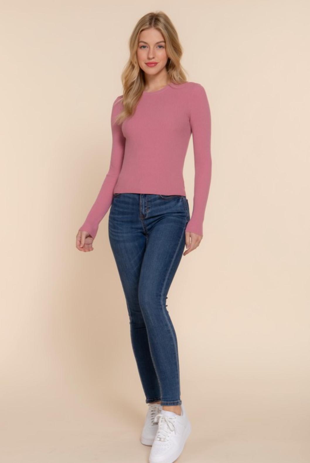 Luxe Ribbed Long Sleeve Crew Sweater-Tops-Krush Kandy, Women's Online Fashion Boutique Located in Phoenix, Arizona (Scottsdale Area)