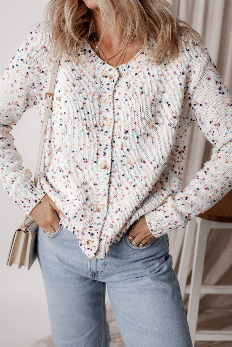 Life of the Party Confetti Crystal Cardigan-tops-Krush Kandy, Women's Online Fashion Boutique Located in Phoenix, Arizona (Scottsdale Area)