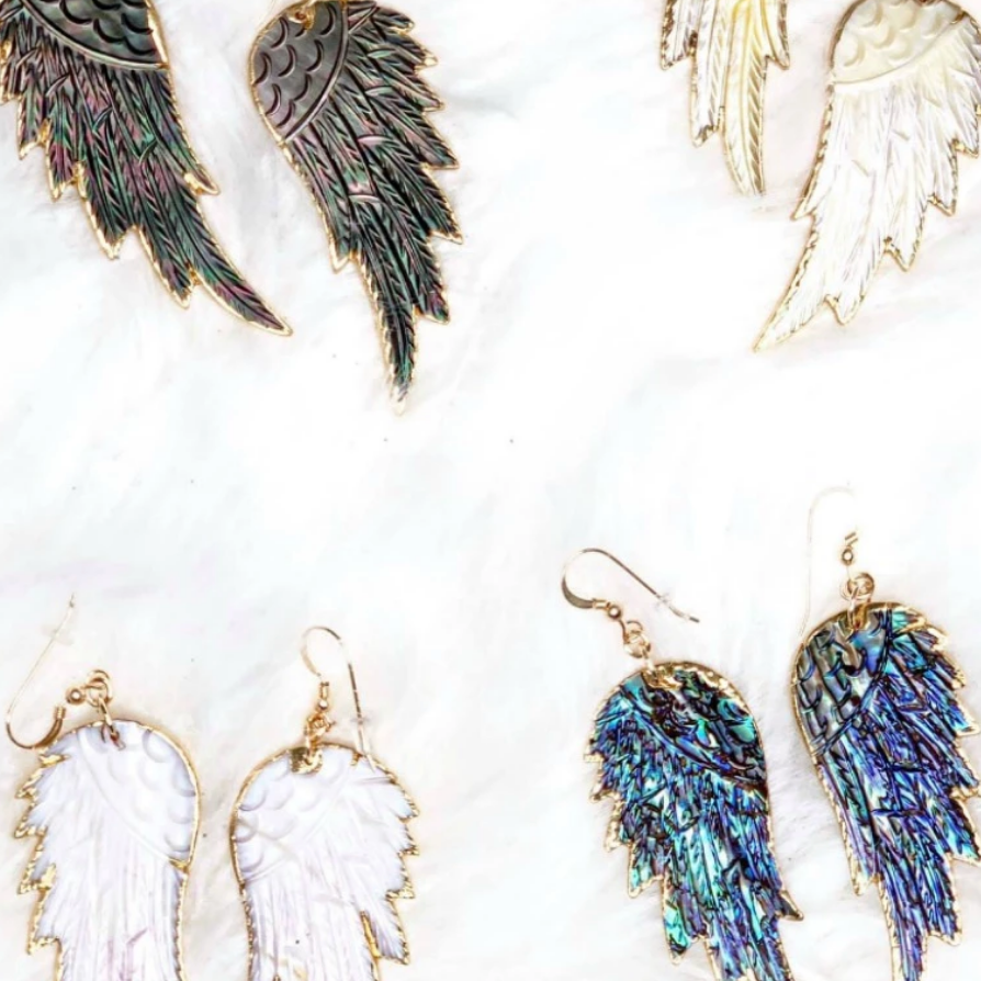 Abalone Wing Necklace-Chain Necklaces-Krush Kandy, Women's Online Fashion Boutique Located in Phoenix, Arizona (Scottsdale Area)