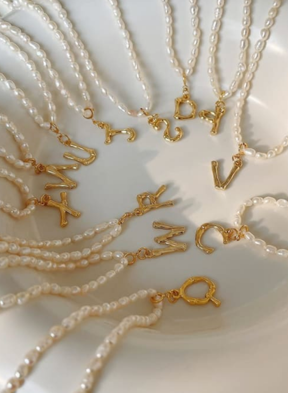 Until Now Pearl Initial Pendant Necklace-Squash Blossom Necklaces-Krush Kandy, Women's Online Fashion Boutique Located in Phoenix, Arizona (Scottsdale Area)