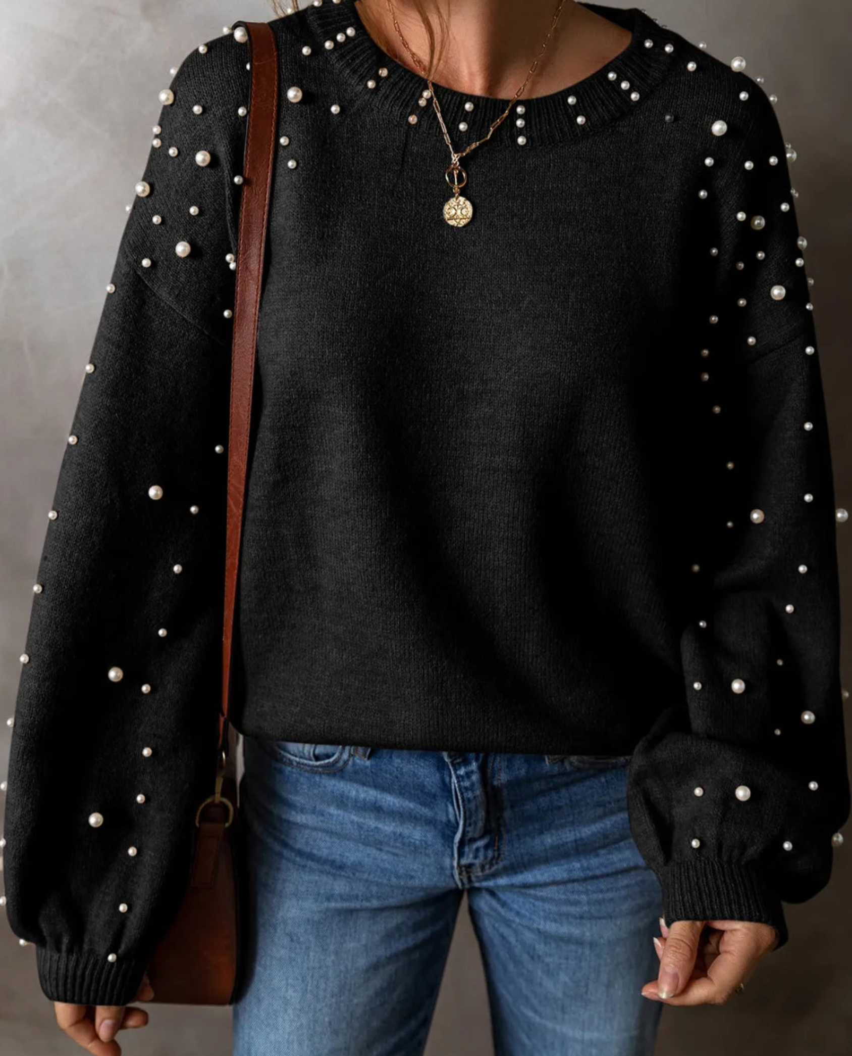 Pearly Chic Luxe Viscose Pearl Sweater-Sweaters-Krush Kandy, Women's Online Fashion Boutique Located in Phoenix, Arizona (Scottsdale Area)