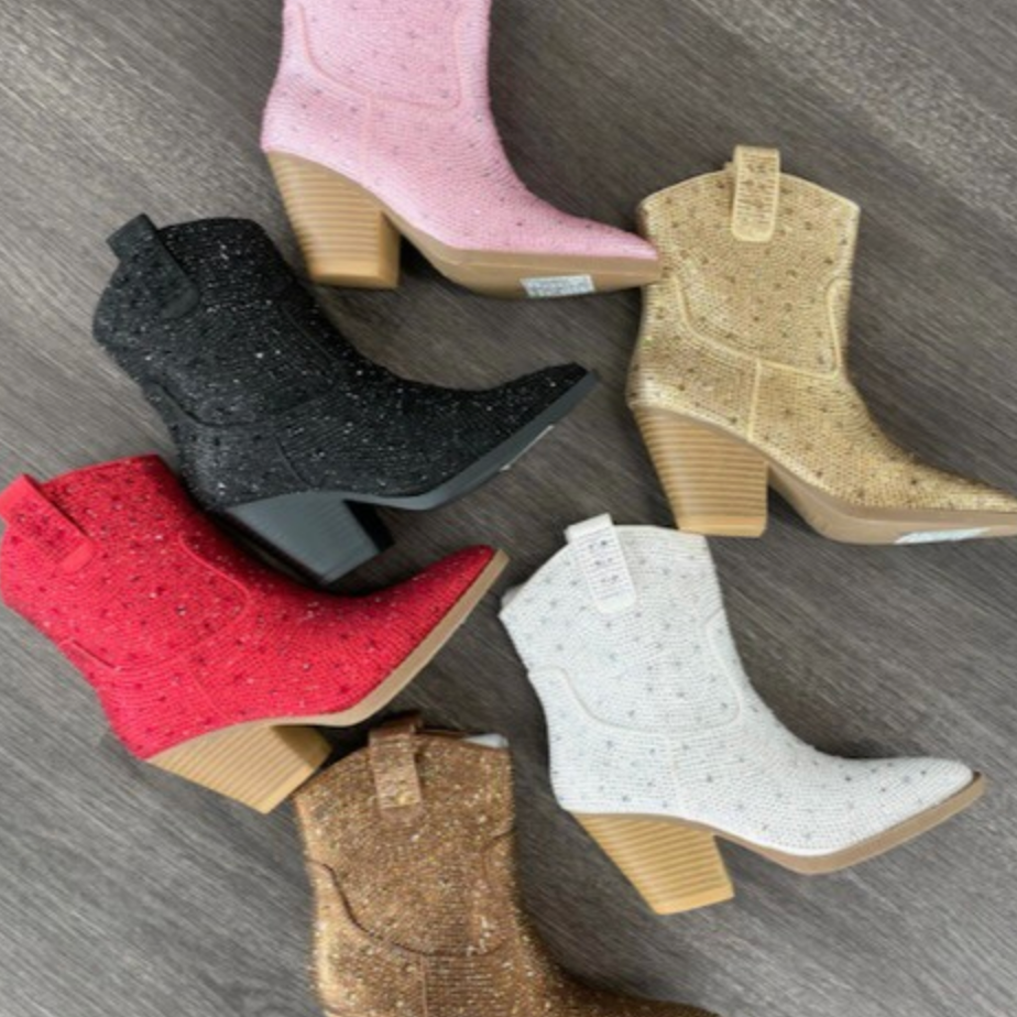Rhinestone Rodeo Stacked Heel Cowboy Boots-Boots-Krush Kandy, Women's Online Fashion Boutique Located in Phoenix, Arizona (Scottsdale Area)