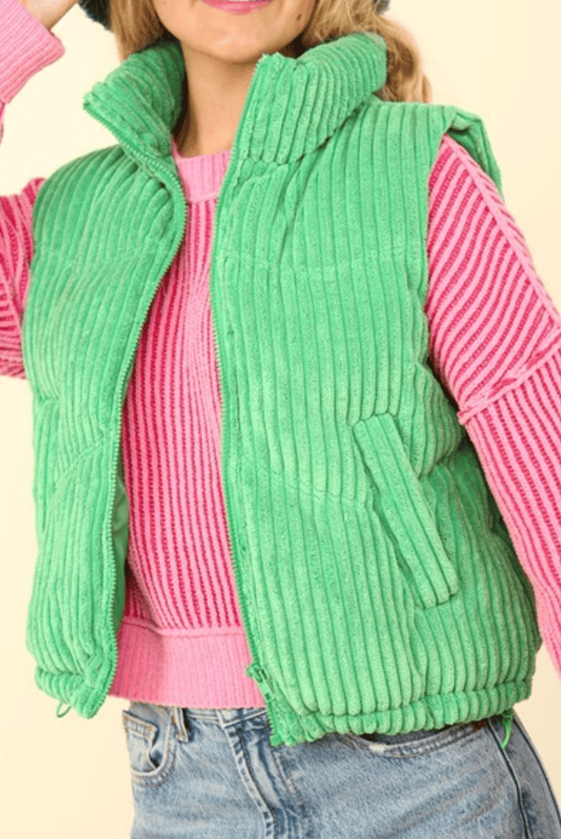 The Ridge Zip-Up Padded Corduroy Puffer Vest S-3X EXCLUSIVE-Vests-Krush Kandy, Women's Online Fashion Boutique Located in Phoenix, Arizona (Scottsdale Area)