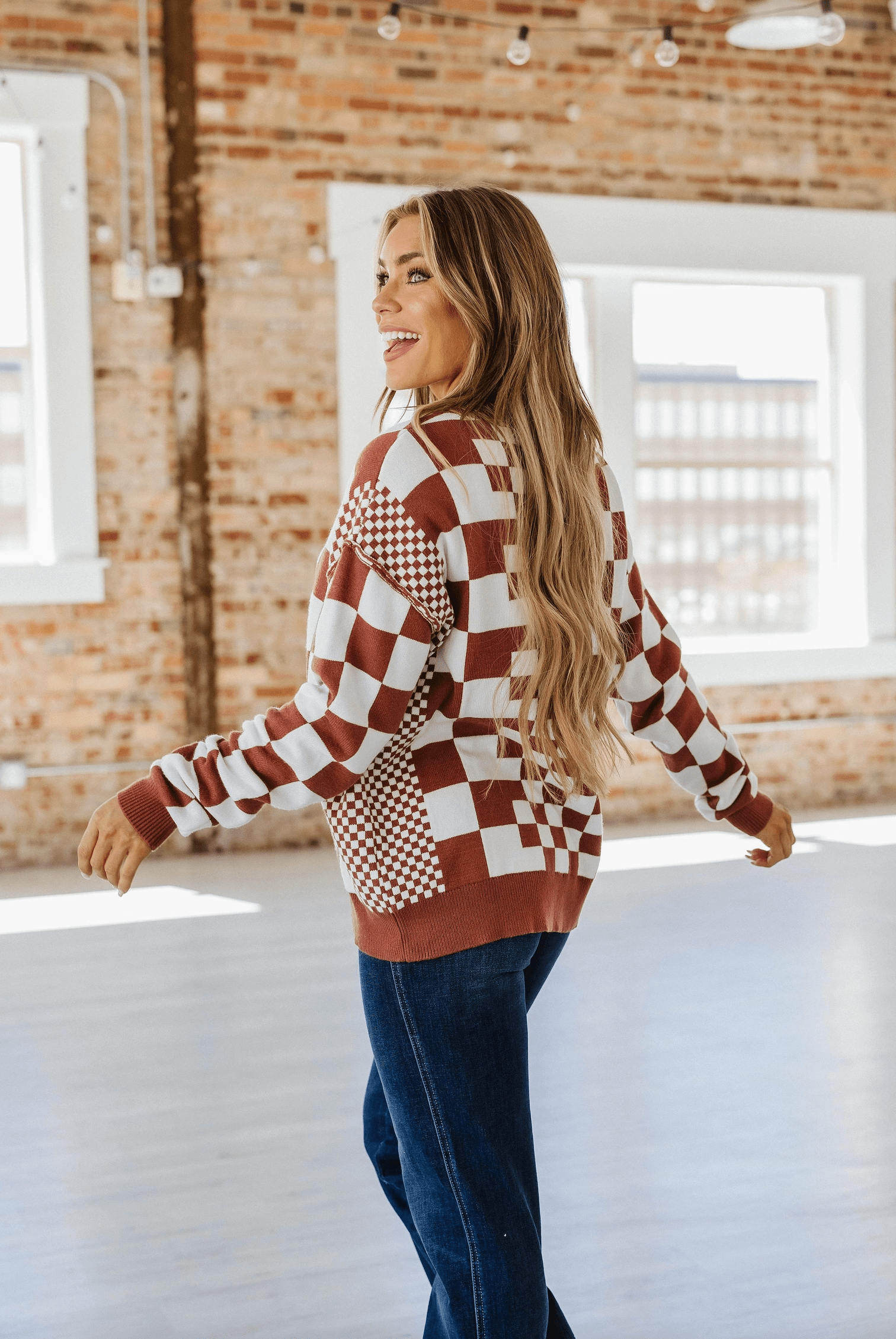 Check Me Out Checked Sweater-Sweaters-Krush Kandy, Women's Online Fashion Boutique Located in Phoenix, Arizona (Scottsdale Area)