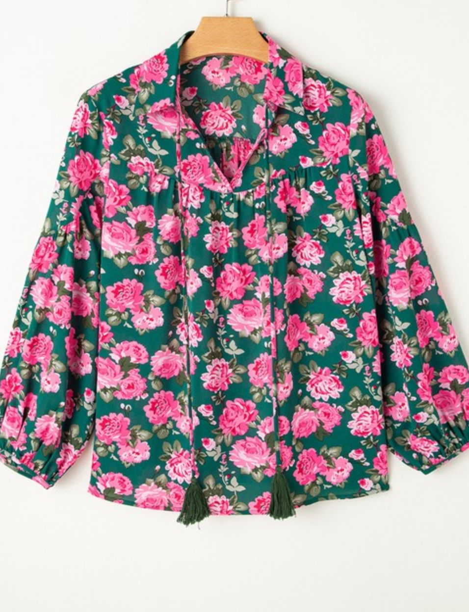 Wildrose Tassel Tie Floral Top-Tops-Krush Kandy, Women's Online Fashion Boutique Located in Phoenix, Arizona (Scottsdale Area)