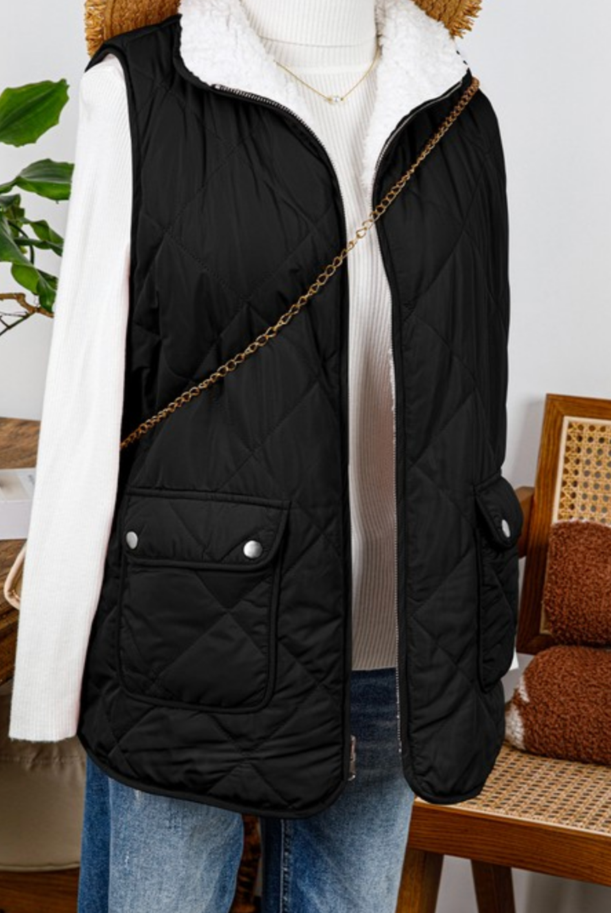Fleece-Lined Zip-Up Vest (2 colors)-Vests-Krush Kandy, Women's Online Fashion Boutique Located in Phoenix, Arizona (Scottsdale Area)