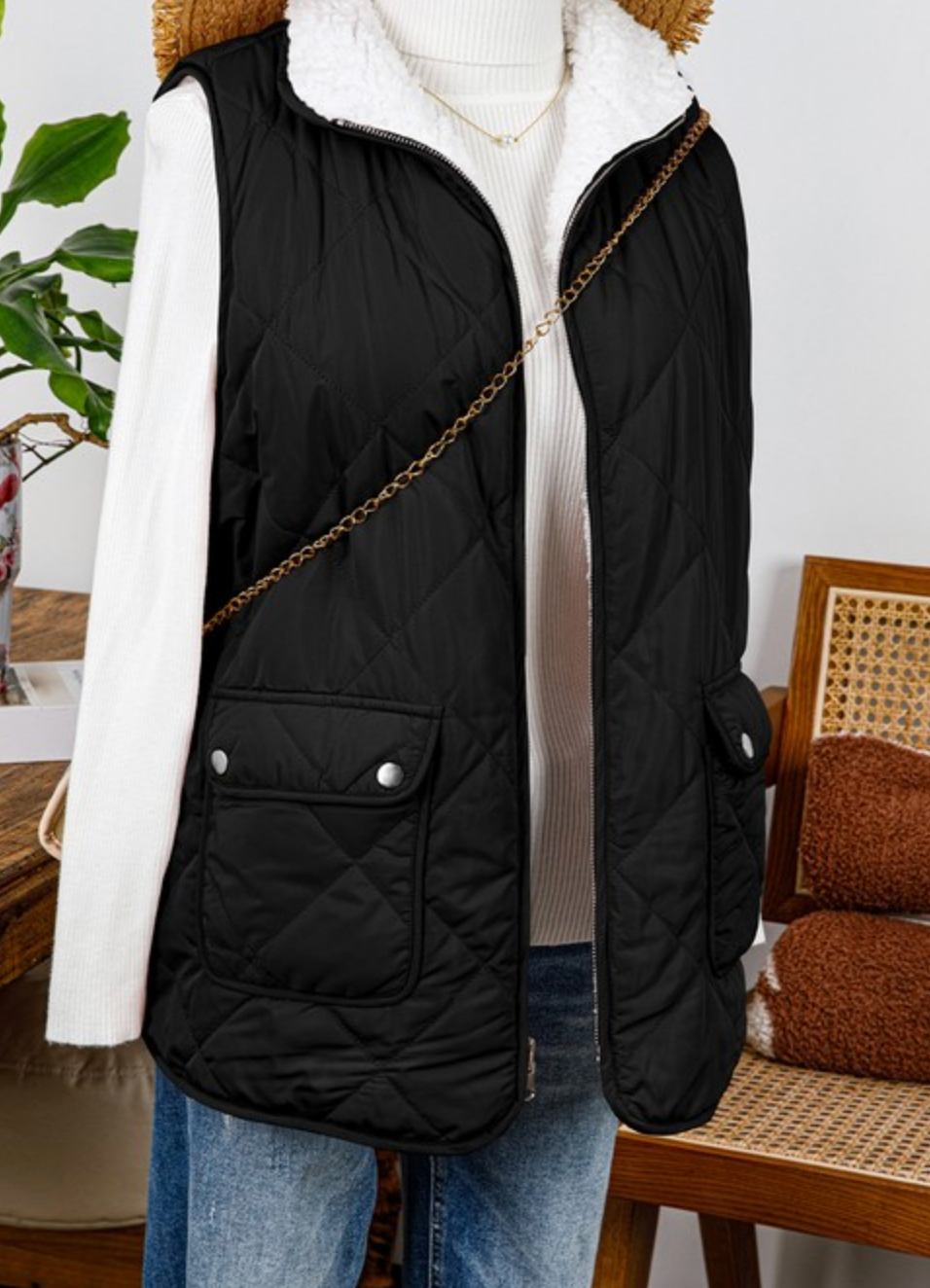 Fleece-Lined Zip-Up Vest (2 colors)-Vests-Krush Kandy, Women's Online Fashion Boutique Located in Phoenix, Arizona (Scottsdale Area)