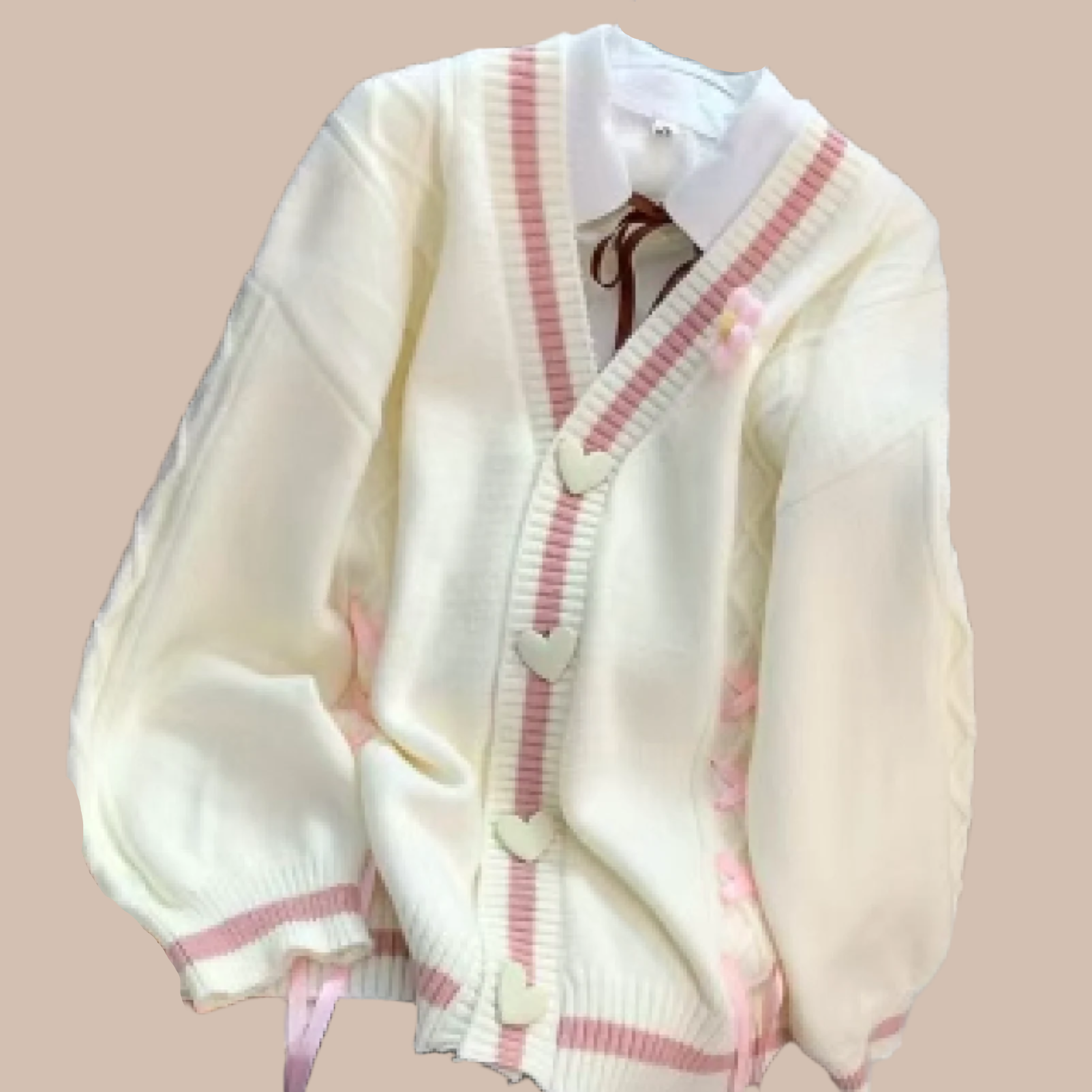 Ribbon Hearts Cable Knit Cardigan-Sweaters-Krush Kandy, Women's Online Fashion Boutique Located in Phoenix, Arizona (Scottsdale Area)