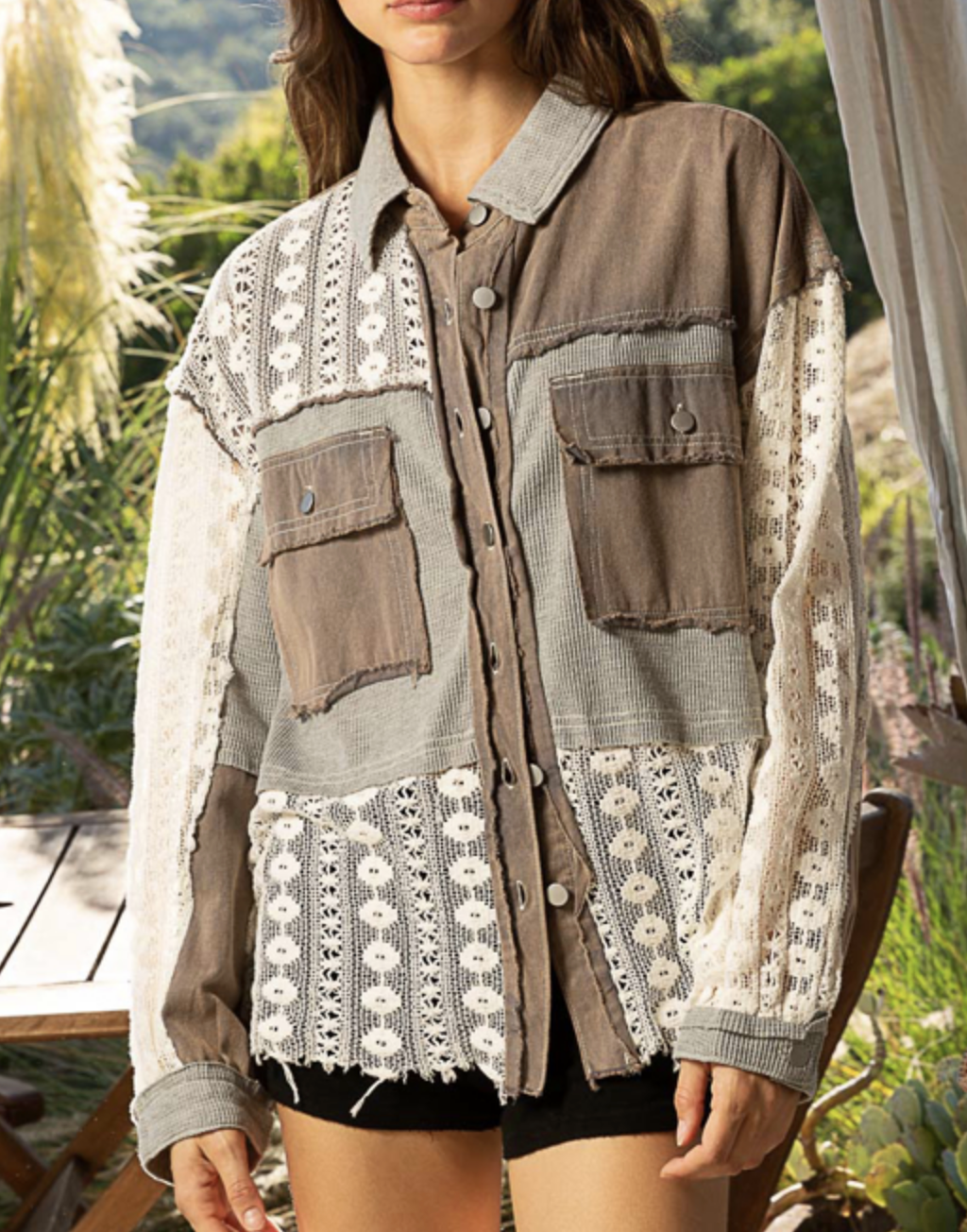 POL Lace Jean Jacket-Jackets-Krush Kandy, Women's Online Fashion Boutique Located in Phoenix, Arizona (Scottsdale Area)