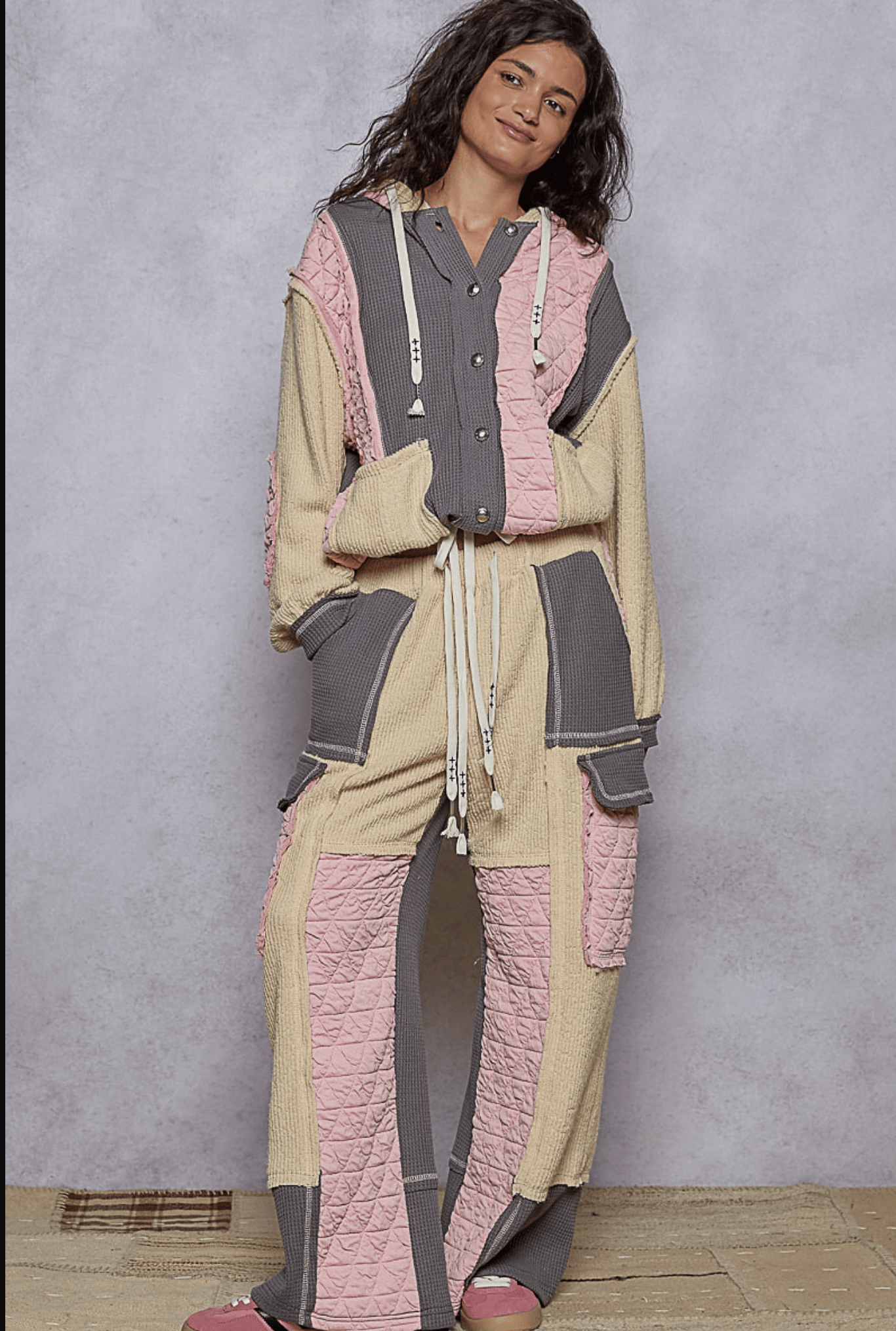 POL Multi Fabric Hooded Button Down Shacket-Shackets-Krush Kandy, Women's Online Fashion Boutique Located in Phoenix, Arizona (Scottsdale Area)