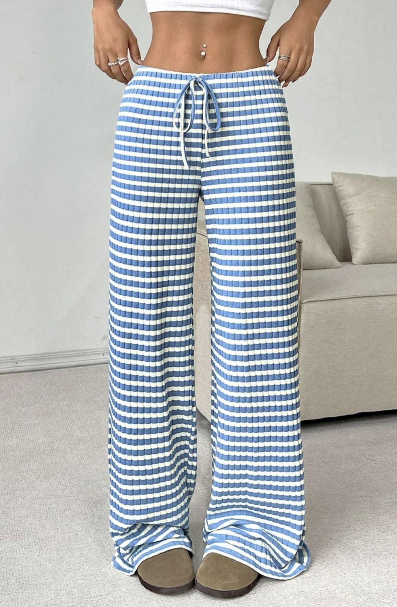Wide Leg Stripe Tie Pants-Pants-Krush Kandy, Women's Online Fashion Boutique Located in Phoenix, Arizona (Scottsdale Area)
