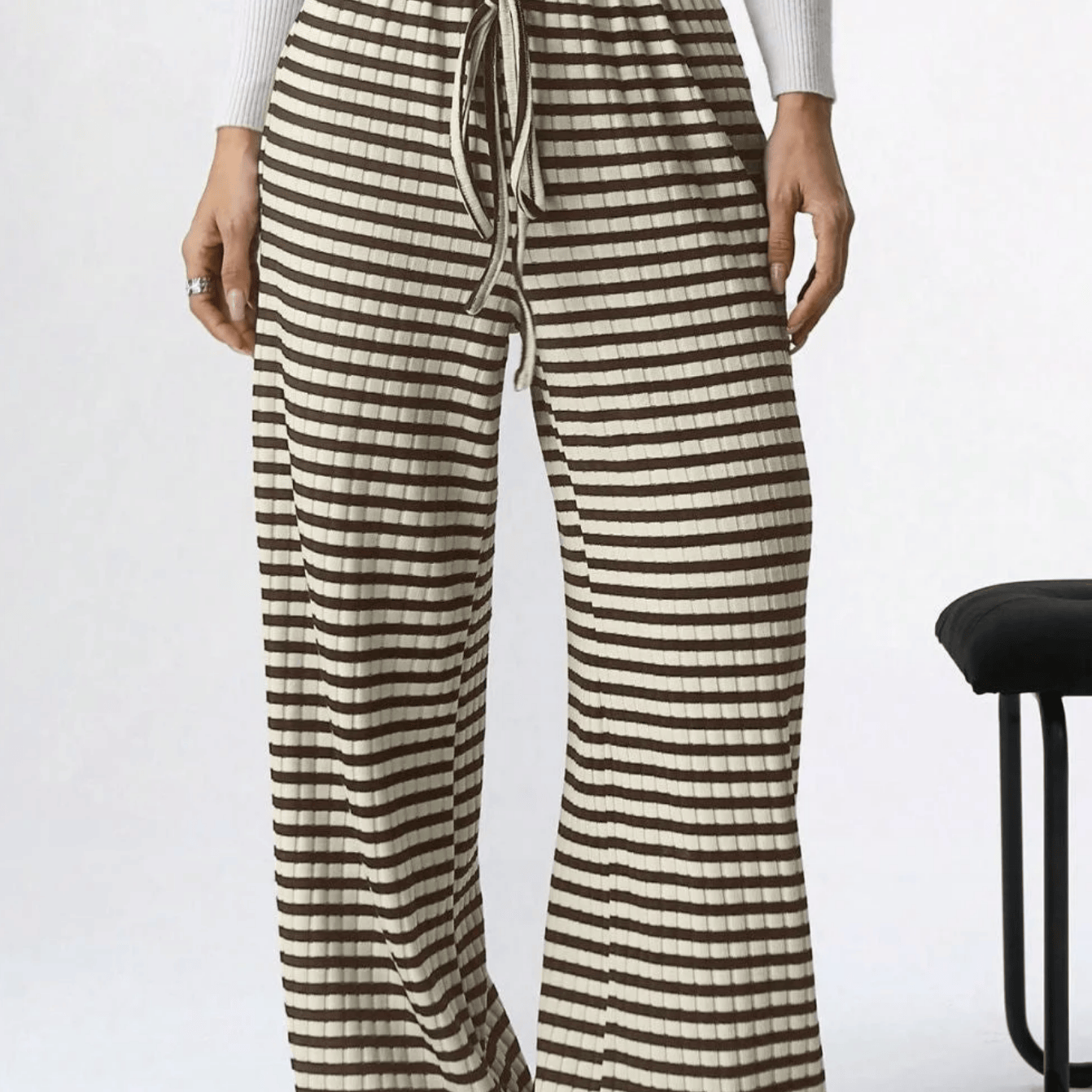 Wide Leg Stripe Tie Pants-Pants-Krush Kandy, Women's Online Fashion Boutique Located in Phoenix, Arizona (Scottsdale Area)