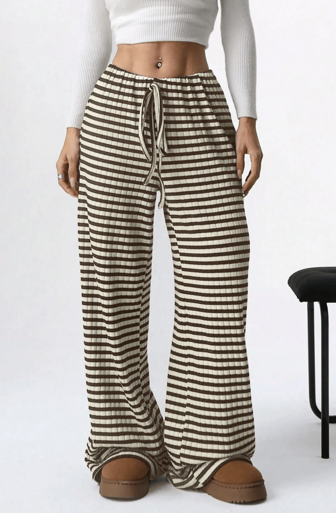Wide Leg Stripe Tie Pants-Pants-Krush Kandy, Women's Online Fashion Boutique Located in Phoenix, Arizona (Scottsdale Area)