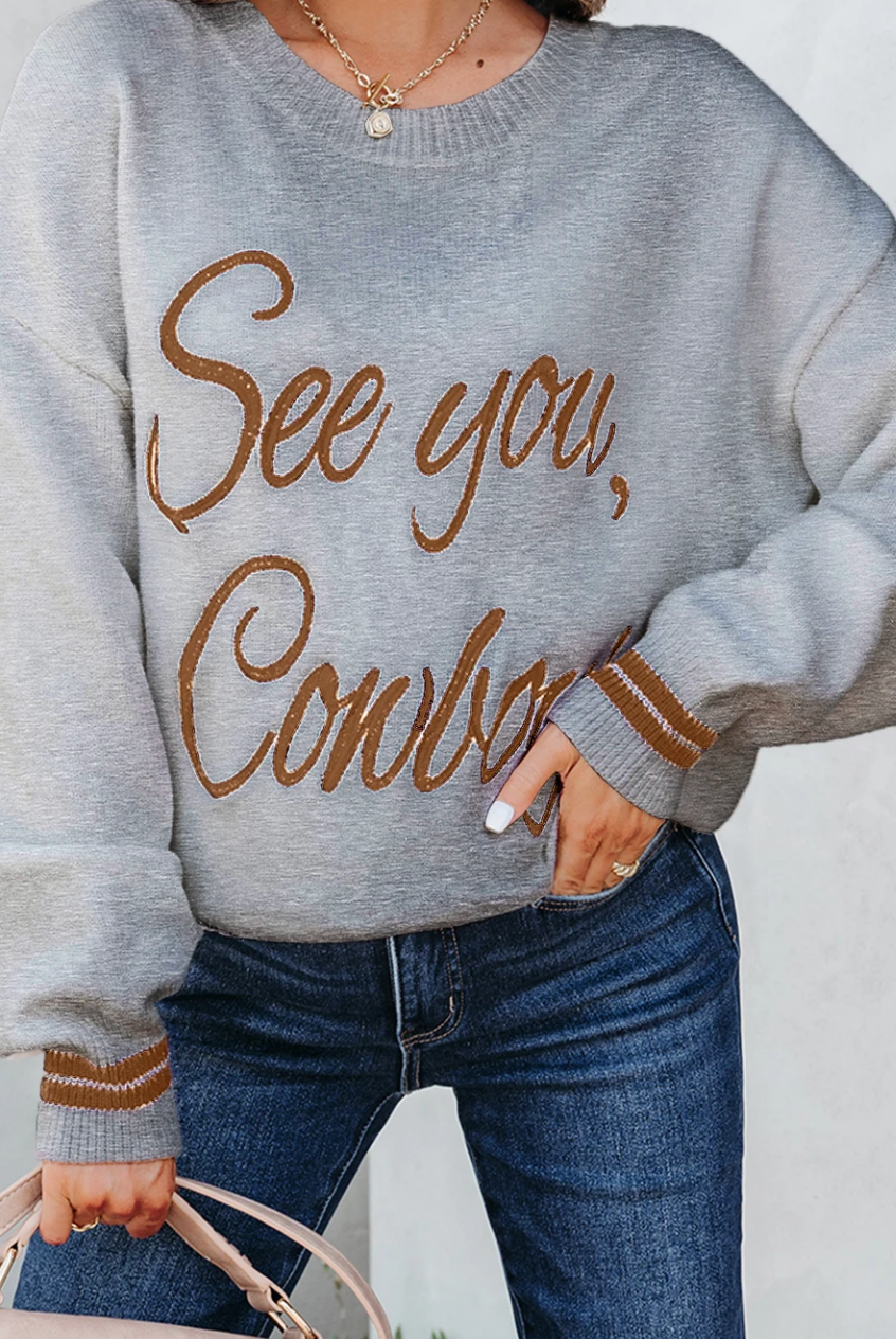 See You, Cowboy! Sweater-Sweaters-Krush Kandy, Women's Online Fashion Boutique Located in Phoenix, Arizona (Scottsdale Area)