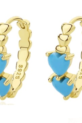 Turquoise Heart Trendy Huggie Earring-Earrings-Krush Kandy, Women's Online Fashion Boutique Located in Phoenix, Arizona (Scottsdale Area)
