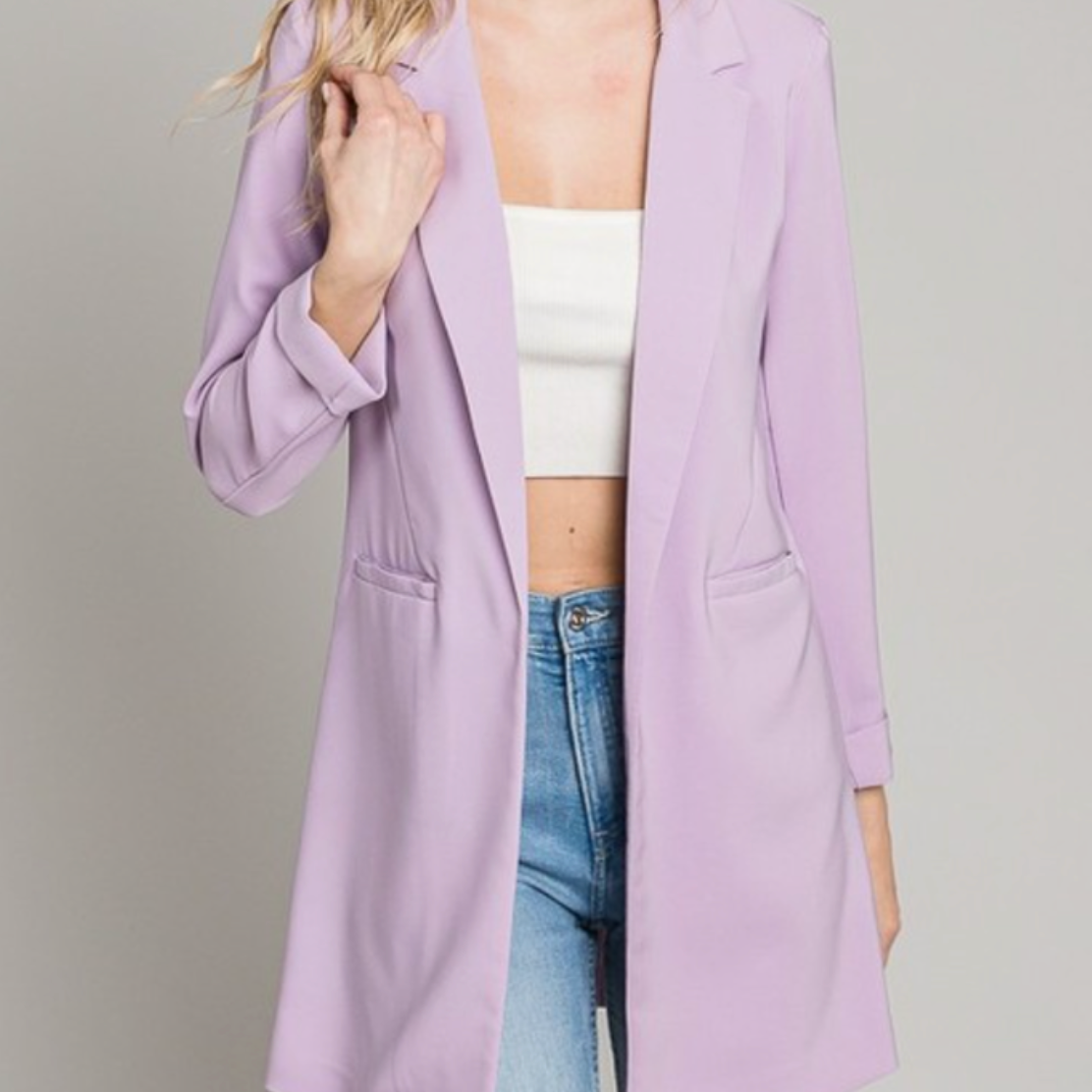 Zoom Meeting Lined Long Blazer Jacket-Blazers-Krush Kandy, Women's Online Fashion Boutique Located in Phoenix, Arizona (Scottsdale Area)