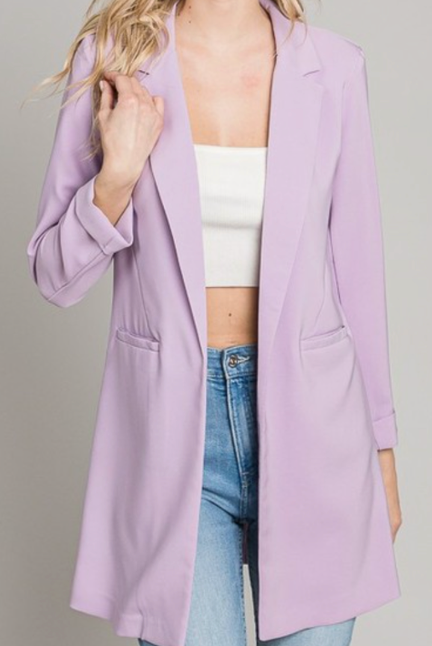 Zoom Meeting Lined Long Blazer Jacket-Blazers-Krush Kandy, Women's Online Fashion Boutique Located in Phoenix, Arizona (Scottsdale Area)