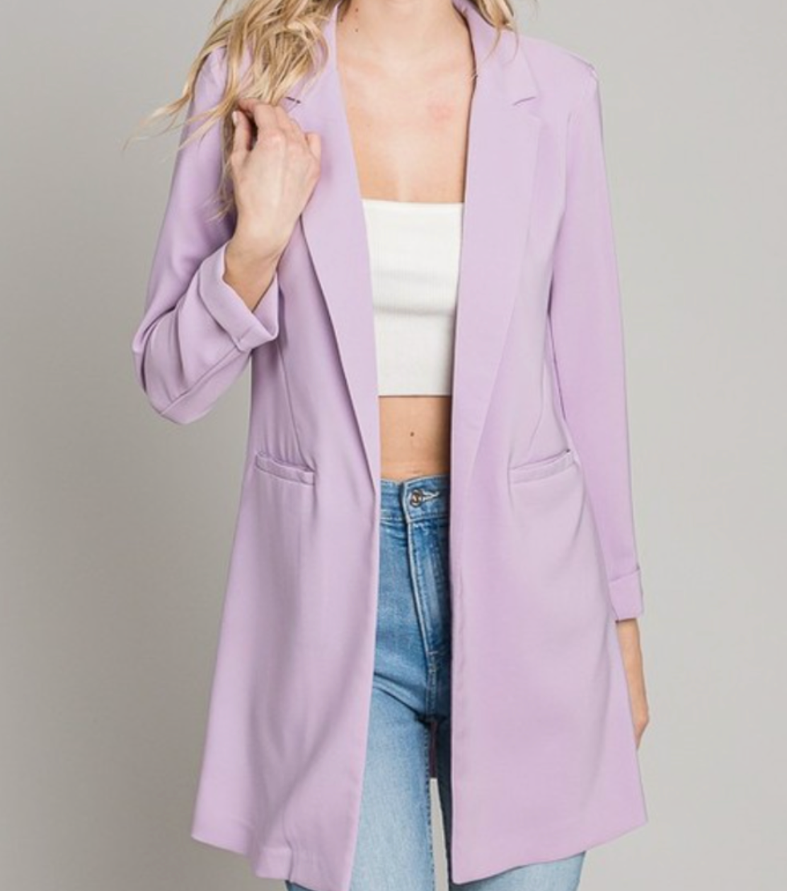 Zoom Meeting Lined Long Blazer Jacket-Blazers-Krush Kandy, Women's Online Fashion Boutique Located in Phoenix, Arizona (Scottsdale Area)