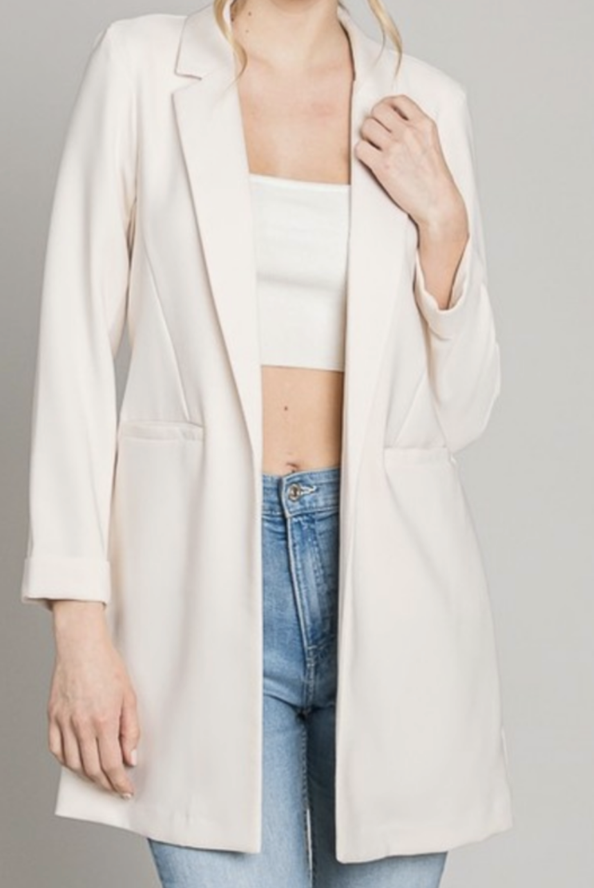 Zoom Meeting Lined Long Blazer Jacket-Blazers-Krush Kandy, Women's Online Fashion Boutique Located in Phoenix, Arizona (Scottsdale Area)