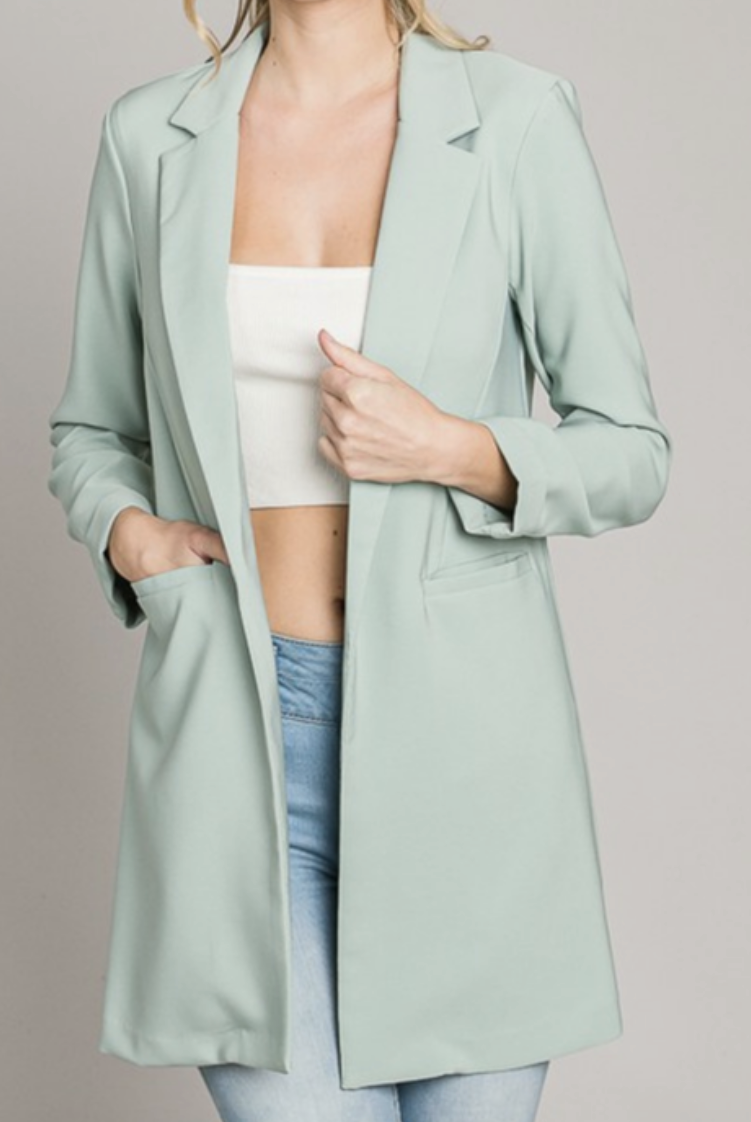 Zoom Meeting Lined Long Blazer Jacket-Blazers-Krush Kandy, Women's Online Fashion Boutique Located in Phoenix, Arizona (Scottsdale Area)